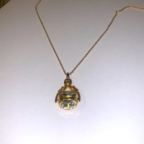 Vintage Joan Rivers Crystal Fidget Spin Gold Tone Necklace - Picture 6 of 12